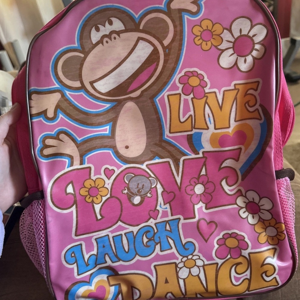 Bobby Jack Y2K Monkey Live, Love, Laugh, Dance Backpack